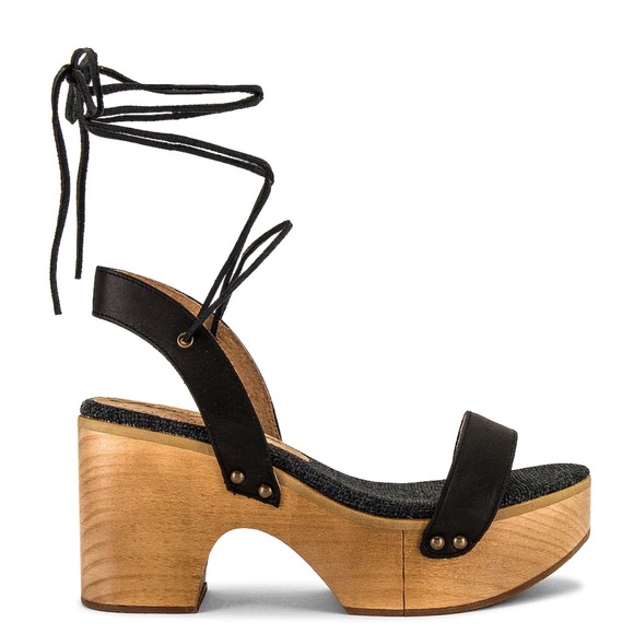 Free People Black Aurora Wrap Leather Clog Size 8 - Picture 5 of 7